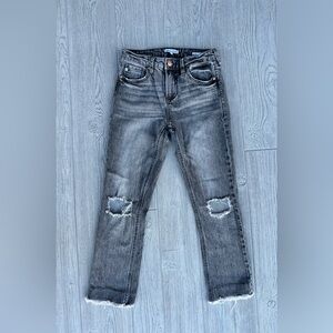 Dear John Blaire High Straight Cropped Raw Hem Gray/Washed Out Black Jeans Sz 25